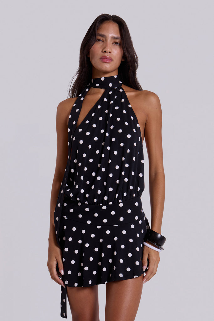 Enya Backless Mini Dress in XL Polkadot | Jaded London | Clothing Enya Backless Mini Dress in XL Polkadot | Jaded London | Clothing