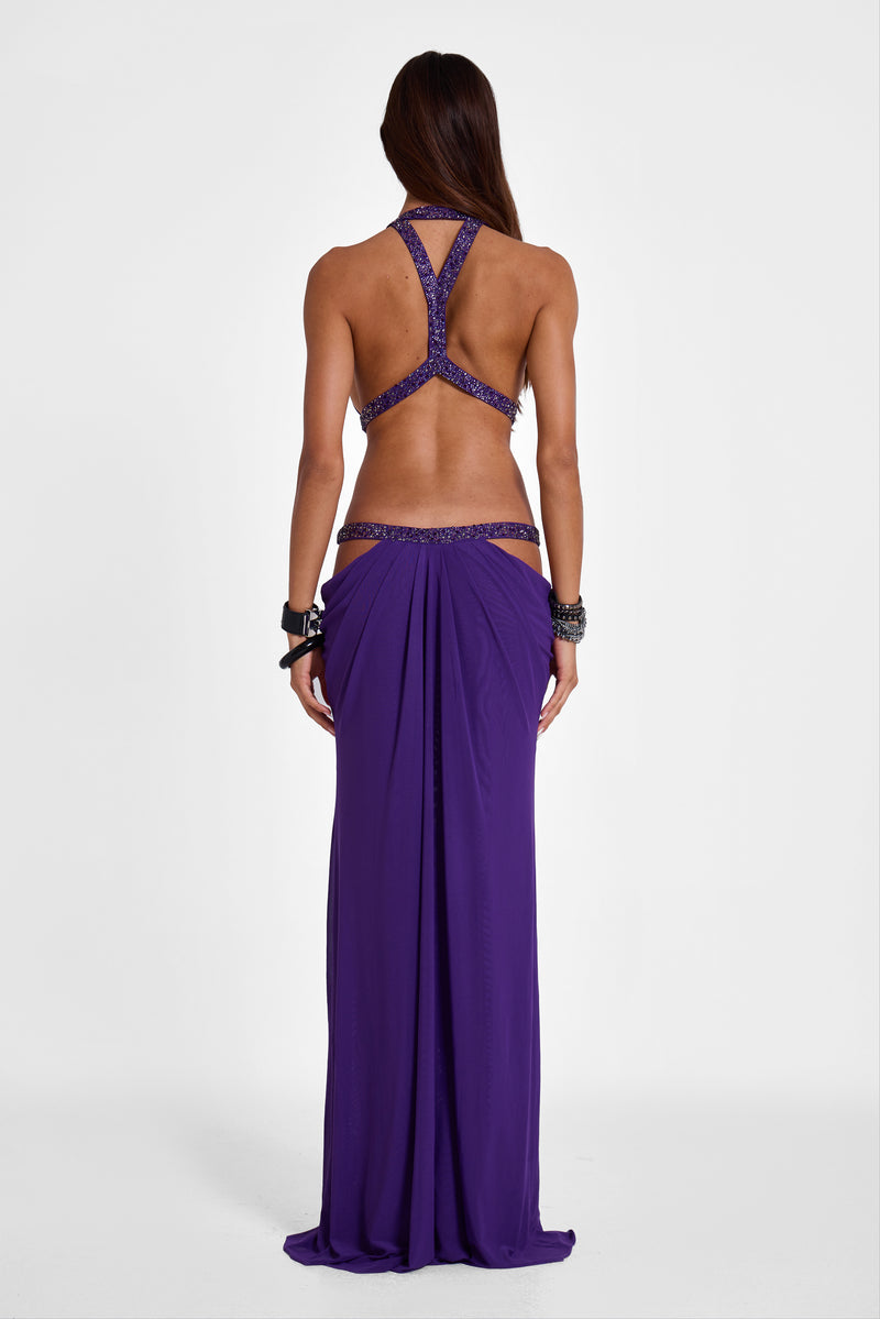 6AM Cut Out Maxi Dress in Violet