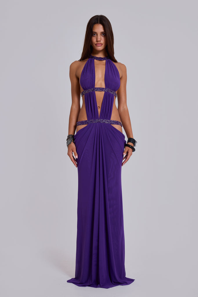 6AM Cut Out Maxi Dress in Violet