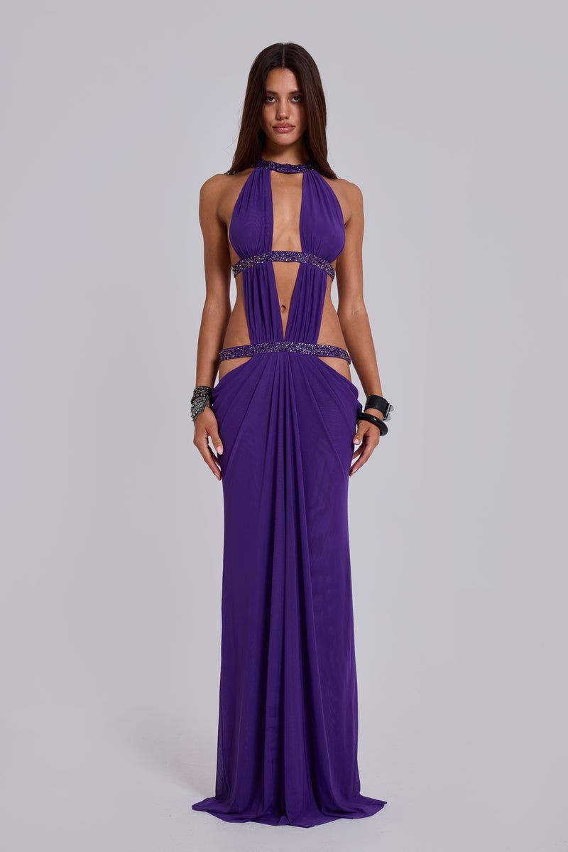 6AM Cut Out Maxi Dress in Violet
