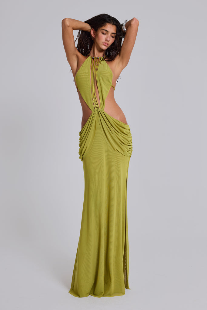 drape backless dress LEAU Alaia Drape Maxi Dress in Black, Women's M at Urban Outfitters
