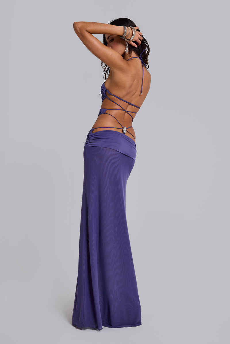 Norelle Flocked Backless Maxi Dress | Jaded London | Clothing