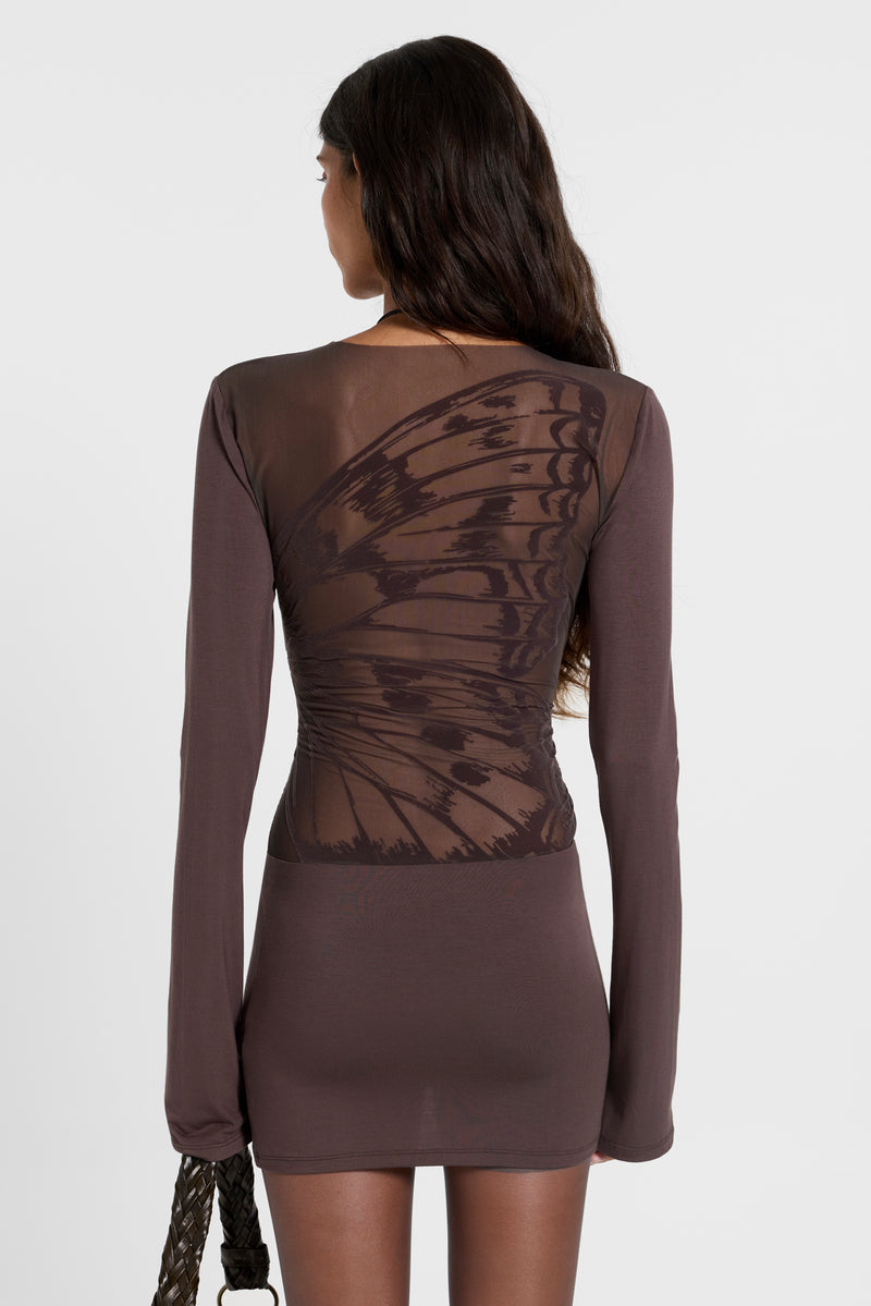Butterfly Mesh Mini Dress