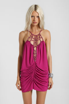 Esther Jewelled Backless Mini Dress - XS / Pink