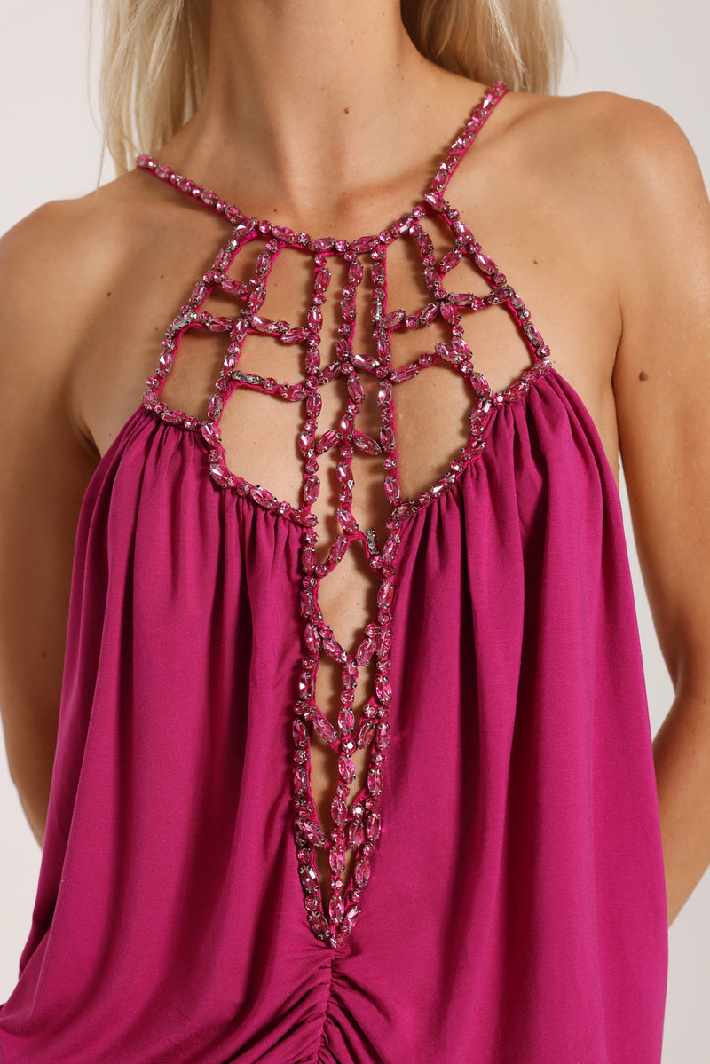 Esther Jewelled Backless Mini Dress