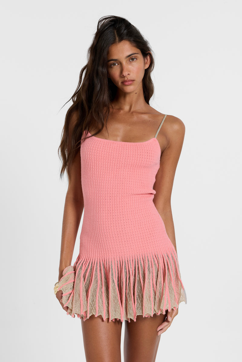 Isen Knit Mini Dress in Coral