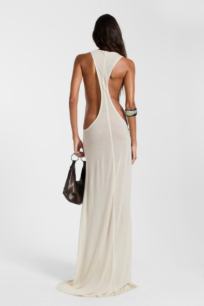 Oatmeal Mist Racer Maxi Dress