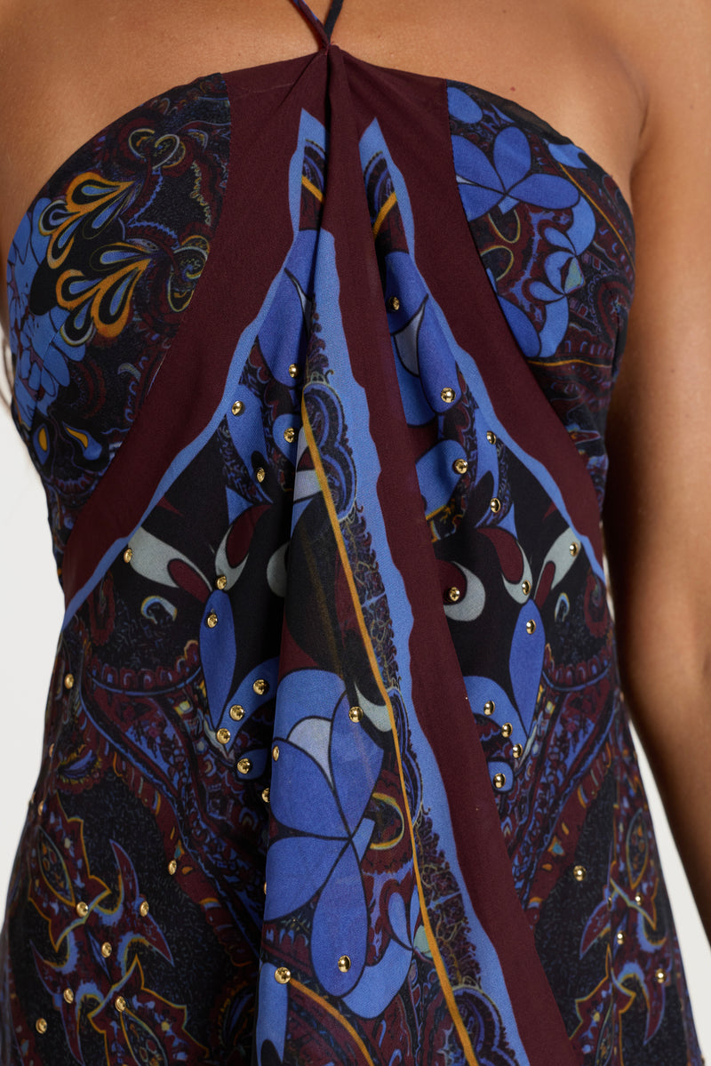 Ixia Chiffon Bandana Scarf Dress in Purple