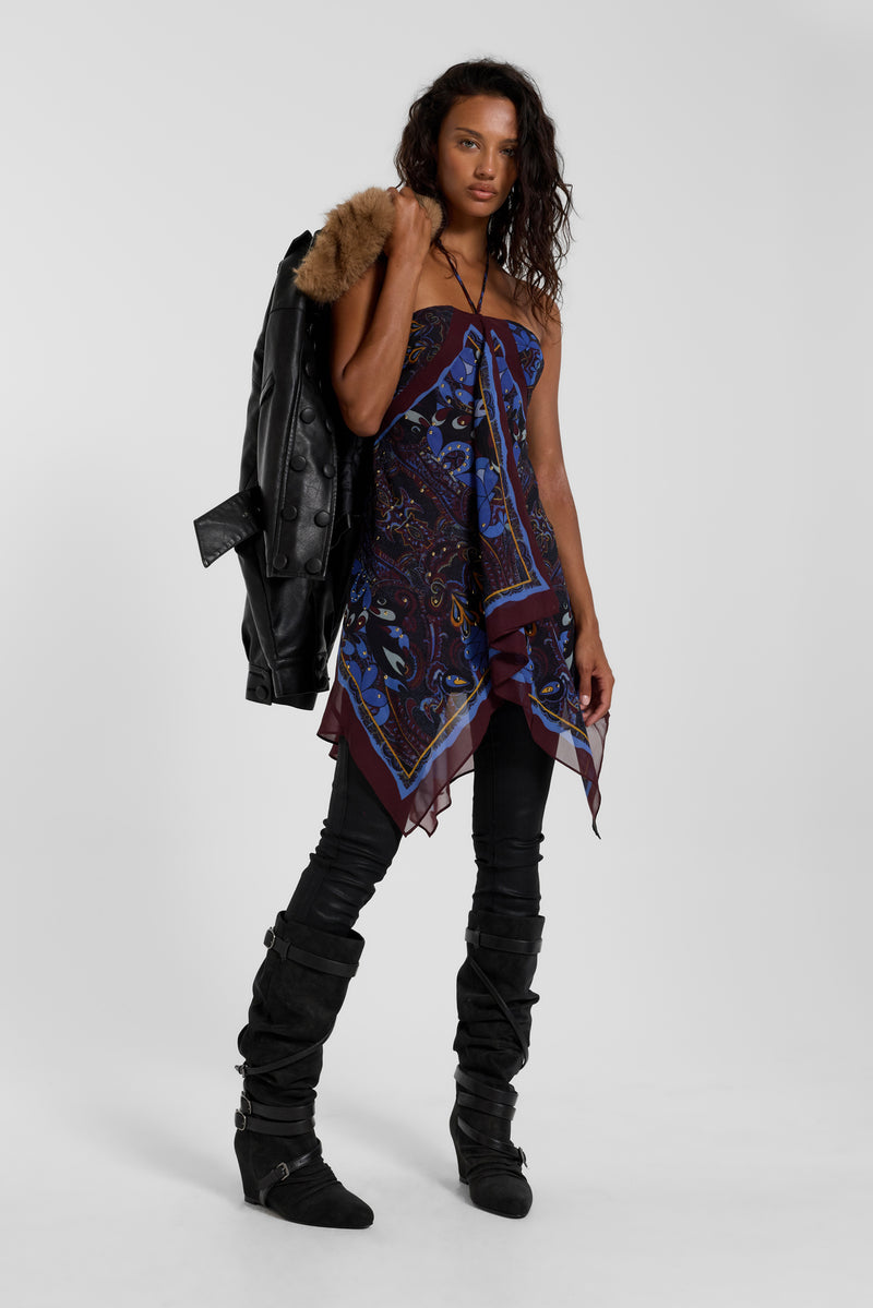 Ixia Chiffon Bandana Scarf Dress in Purple