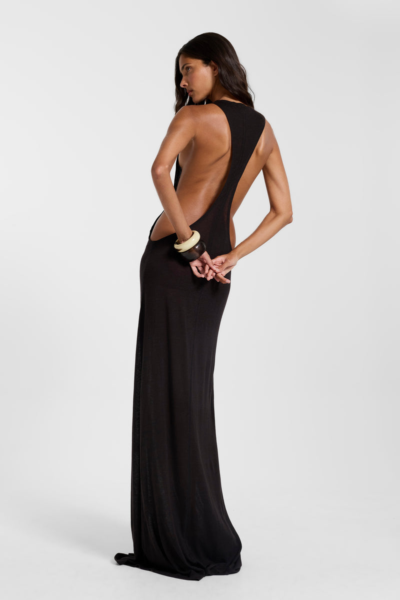 Black Mist Racer Maxi Dress