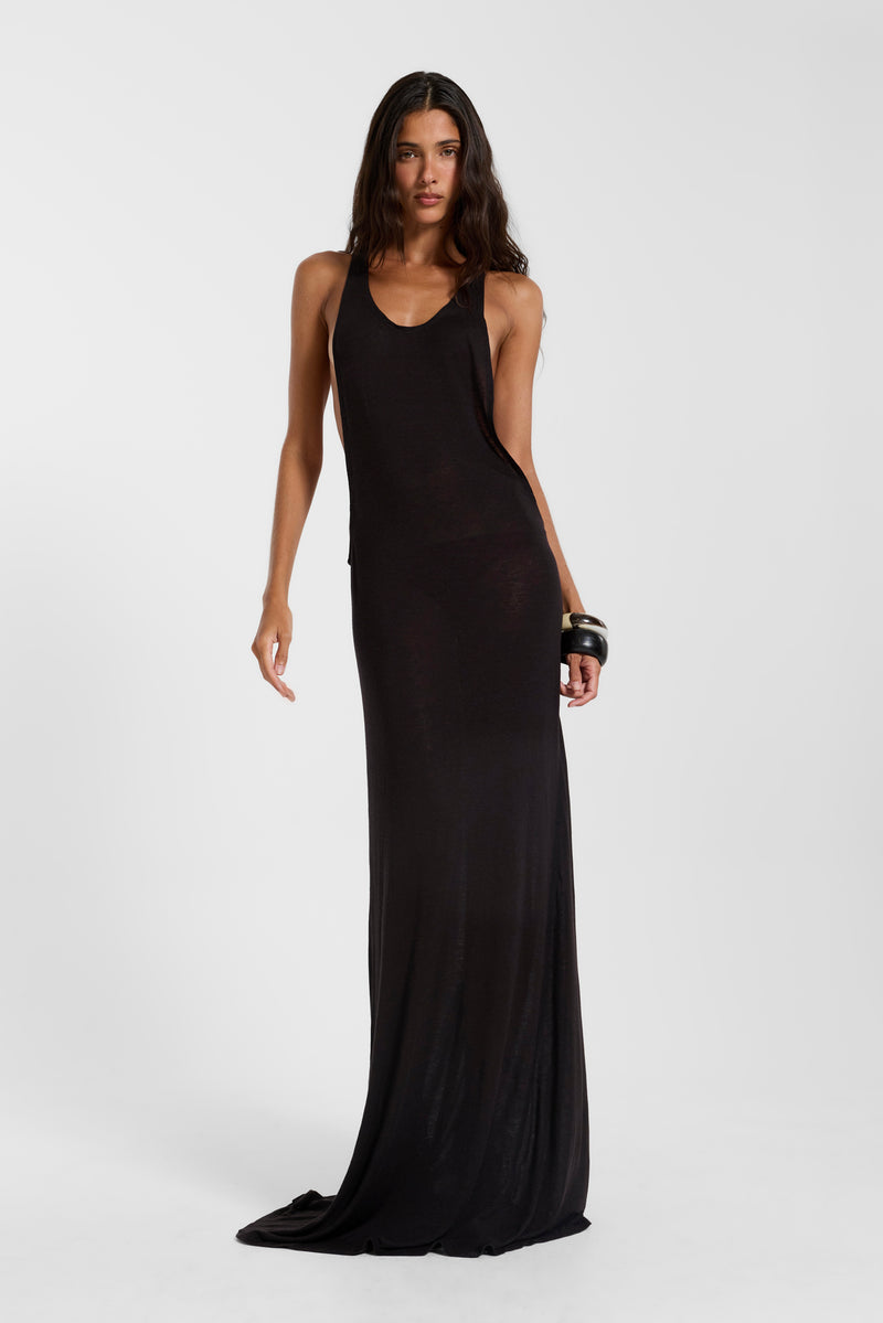 Black Mist Racer Maxi Dress
