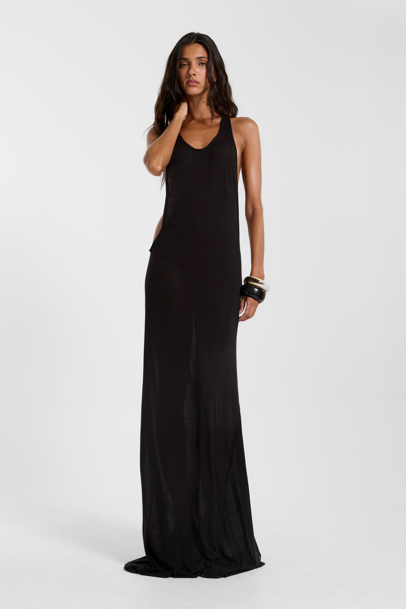 Black Mist Racer Maxi Dress