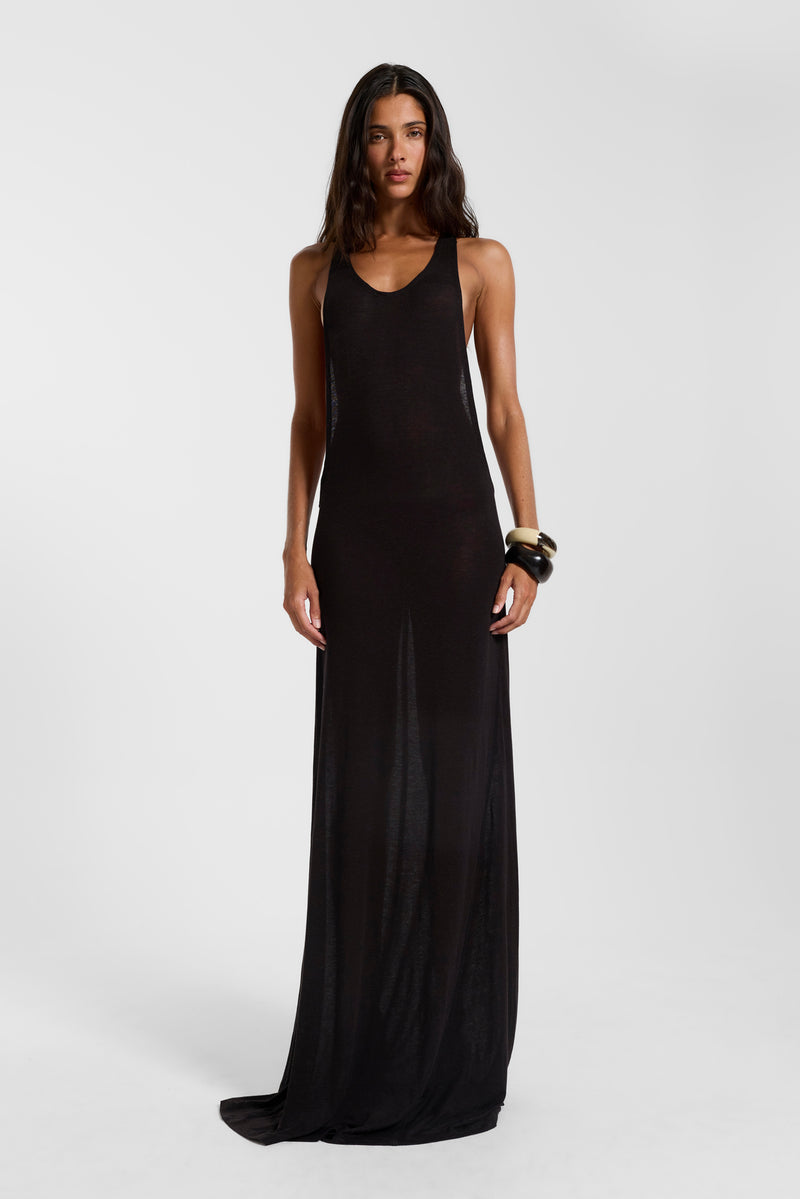 Black Mist Racer Maxi Dress