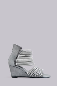 Oxara Snakechain Heeled Wedge Sandal - UK 3 / Silver