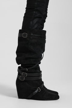 Vione Slouch Wedge Boots - UK 3 / Black