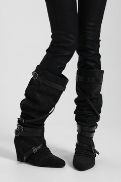 Vione Slouch Wedge Boots - UK 3 / Black