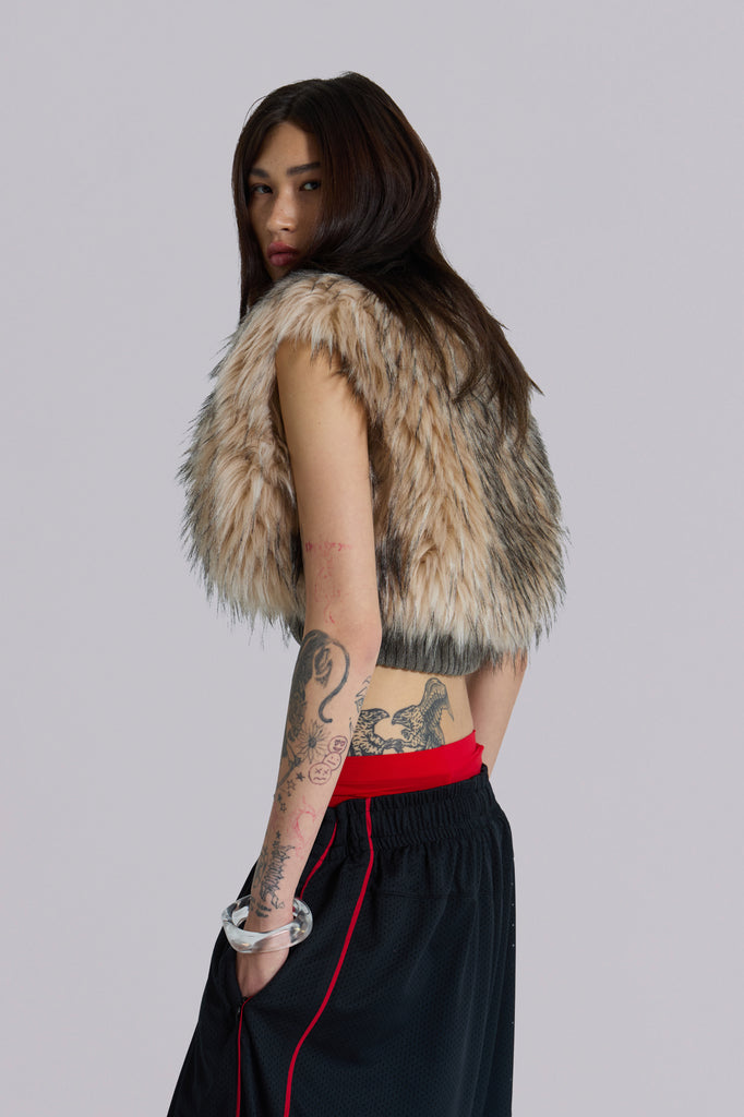 Meka Faux Fur Knit Shrug