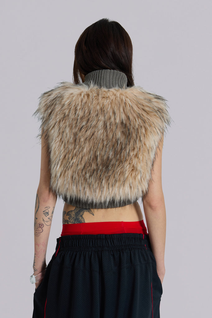 Meka Faux Fur Knit Shrug