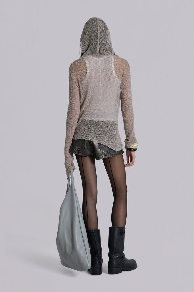 Naia Loose Knit Hooded Top in Clay