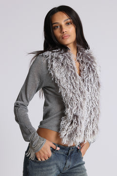 Elune Faux Mongolian Fur Knit Cardigan – view 1
