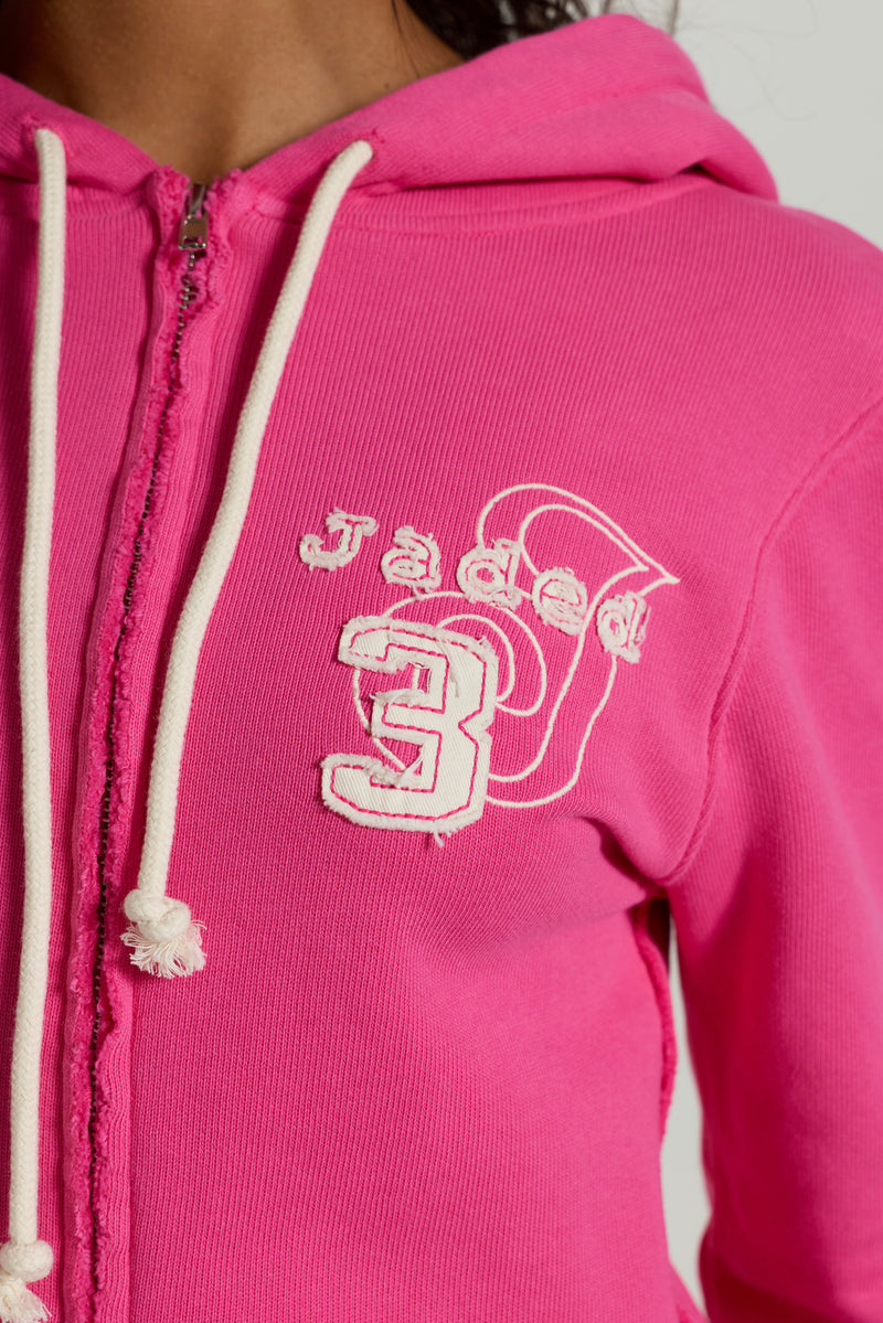 Cleo Zip Through Hoodie in Pink