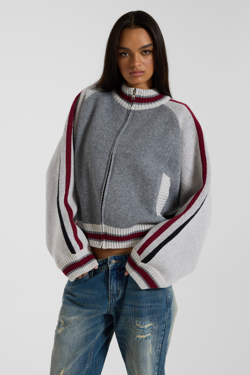 Grey Team 85 Knitted Bomber Jacket