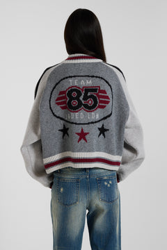 Grey Team 85 Knitted Bomber Jacket - XS / Grey
