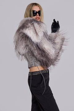 Haka Faux Feather Fur and Leather Jacket – view 1