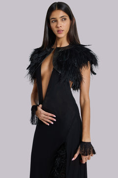 Ravenna Feather Shrug - L / Black