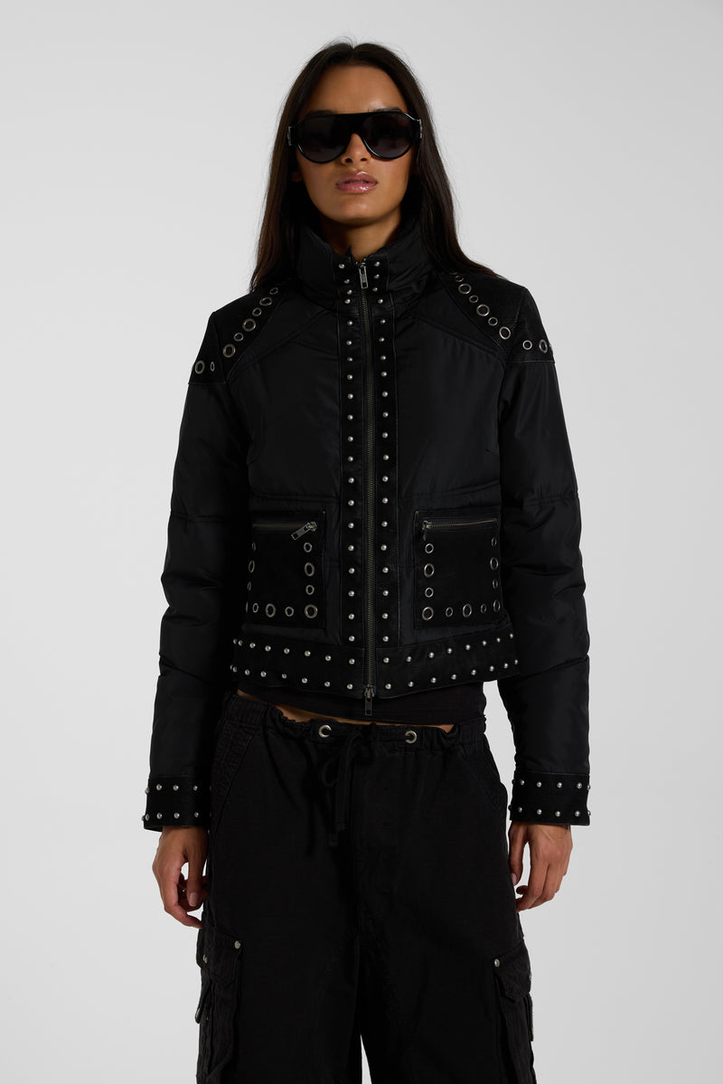 Stormie Studded Fitted Puffer Jacket