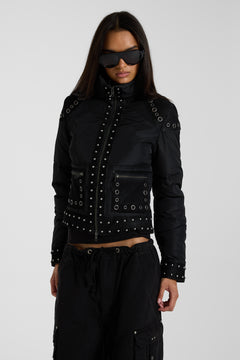 Stormie Studded Fitted Puffer Jacket - XS / Black