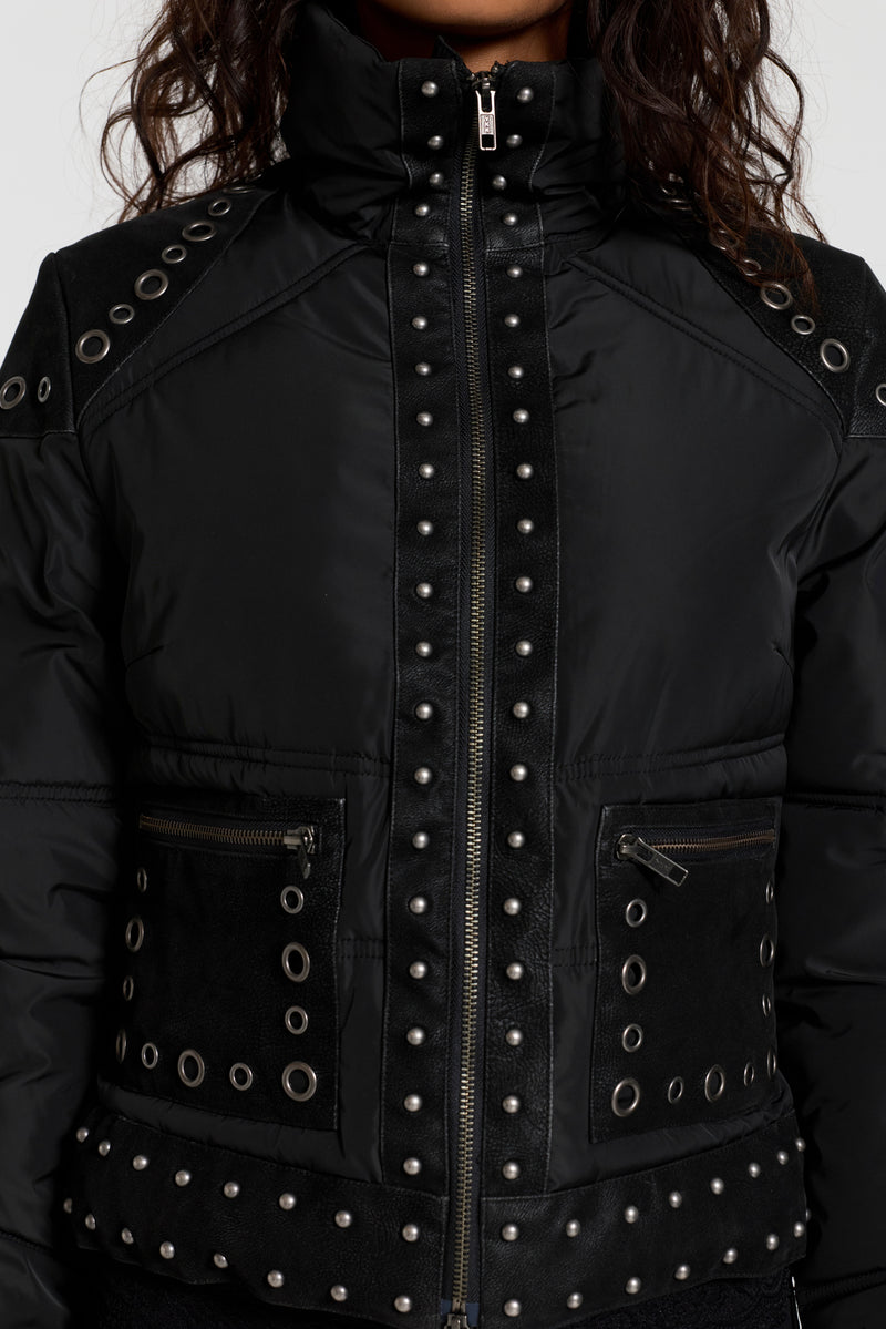 Stormie Studded Fitted Puffer Jacket