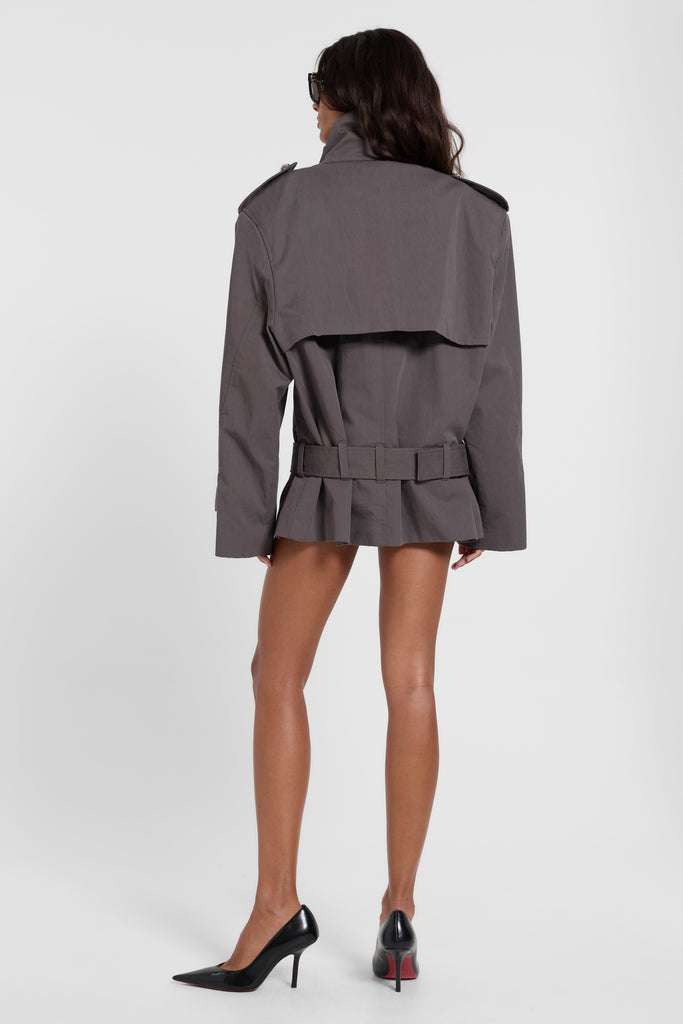 Oversized Short Trench Coat With Dome Studs | Jaded London | Clothing
