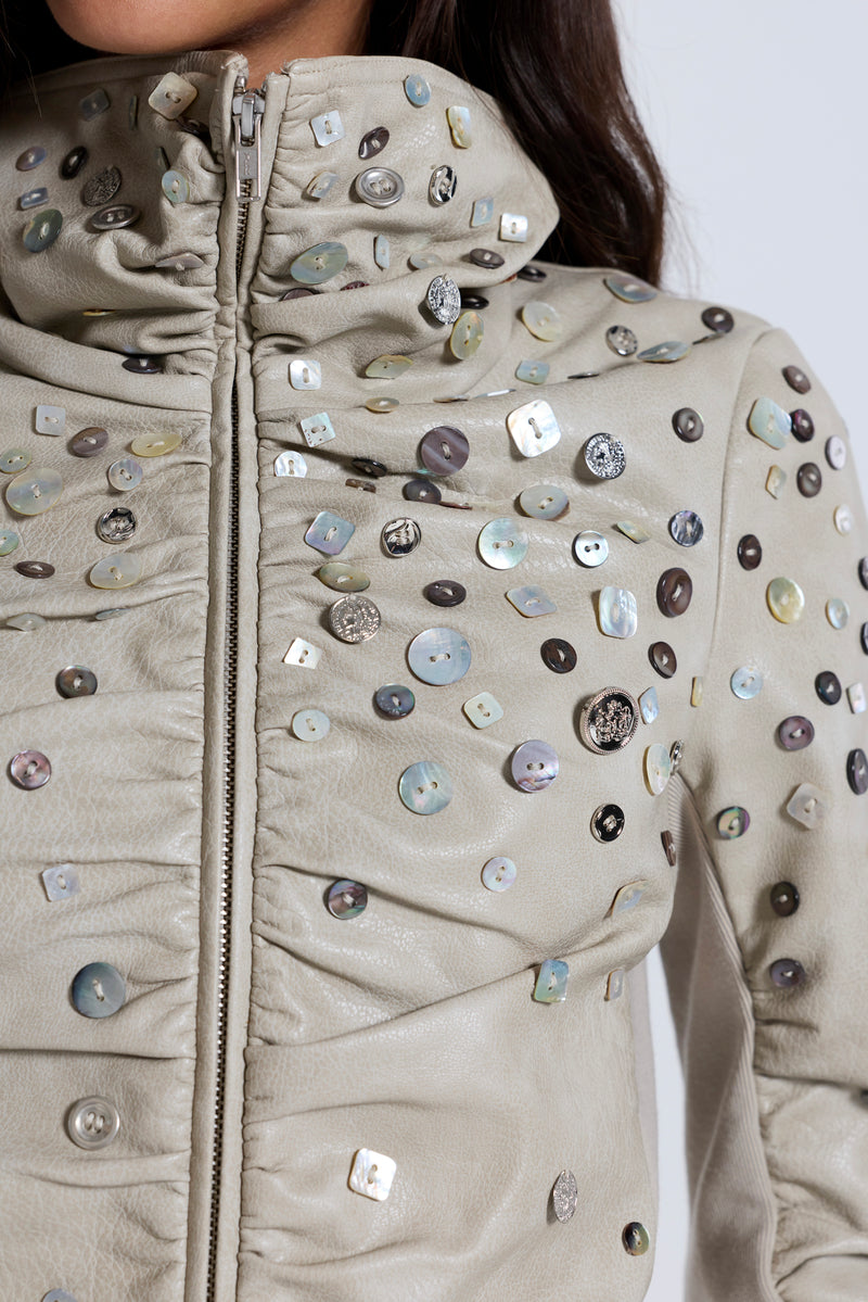 Presley Embellished PU Leather Jacket