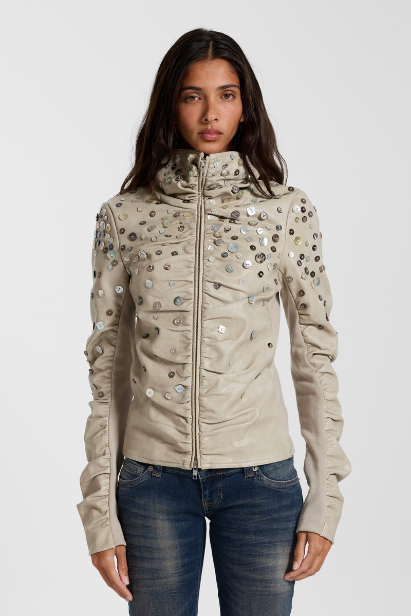 Presley Embellished PU Leather Jacket