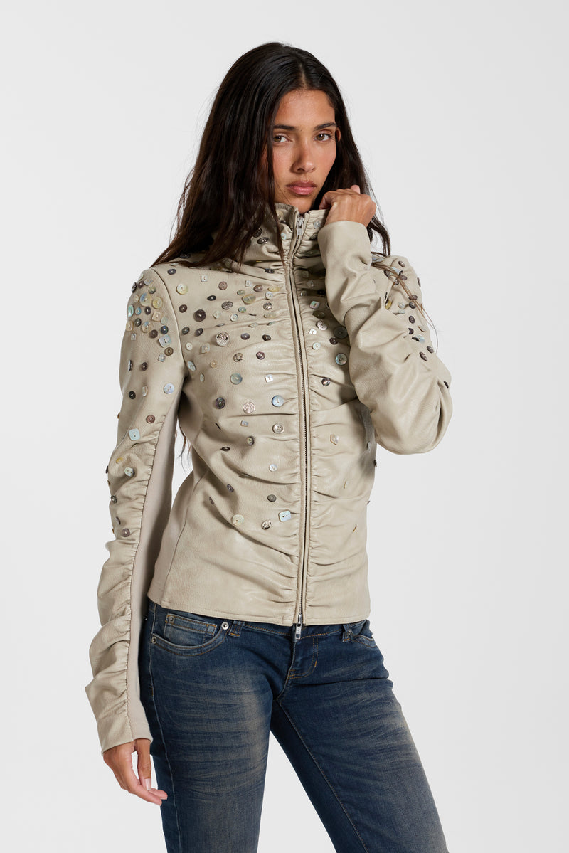 Presley Embellished PU Leather Jacket