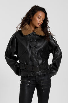 PU Biker Jacket with Belt – view 3