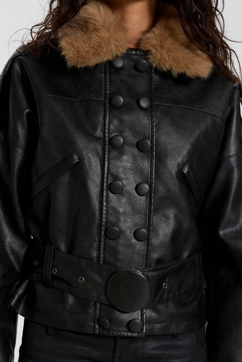 PU Biker Jacket with Belt – view 8