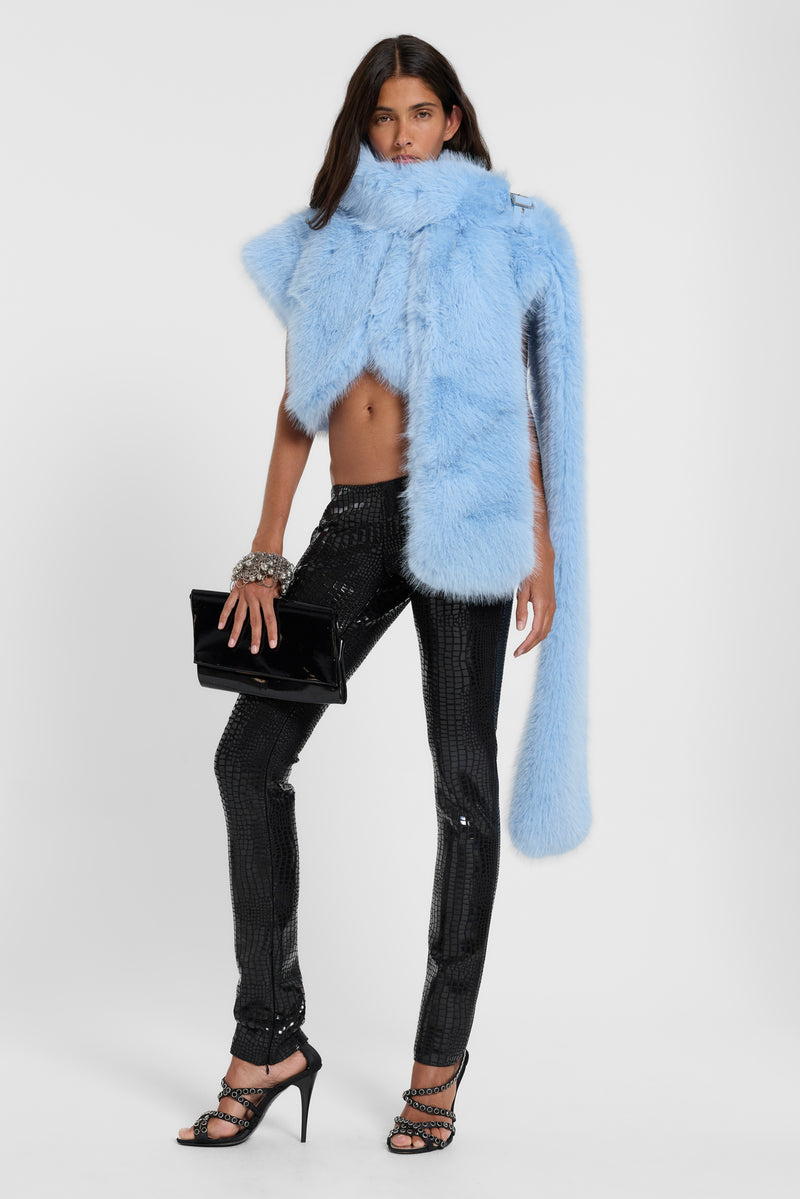 Saskia 2-in-1 Faux Fur Shrug in Blue