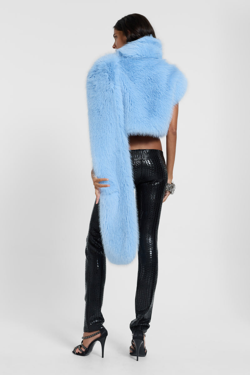 Saskia 2-in-1 Faux Fur Shrug in Blue