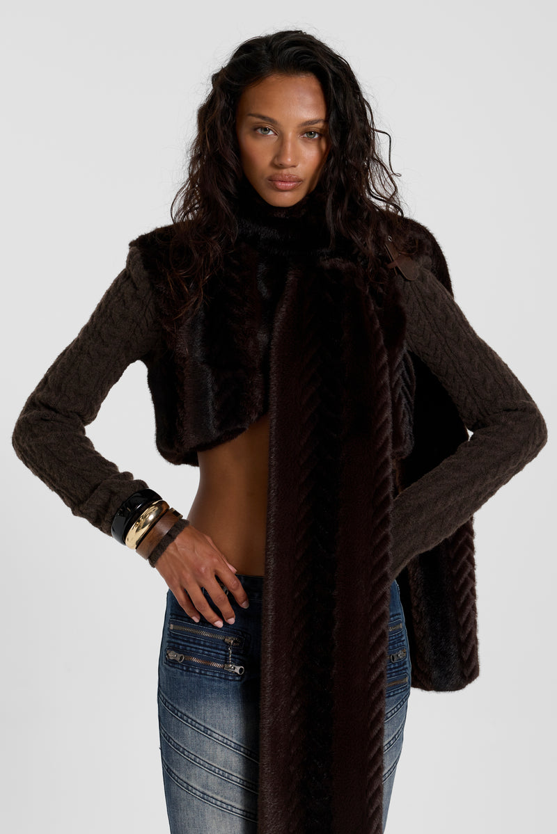 Kasea 2-in-1 Faux Fur Knit Shrug