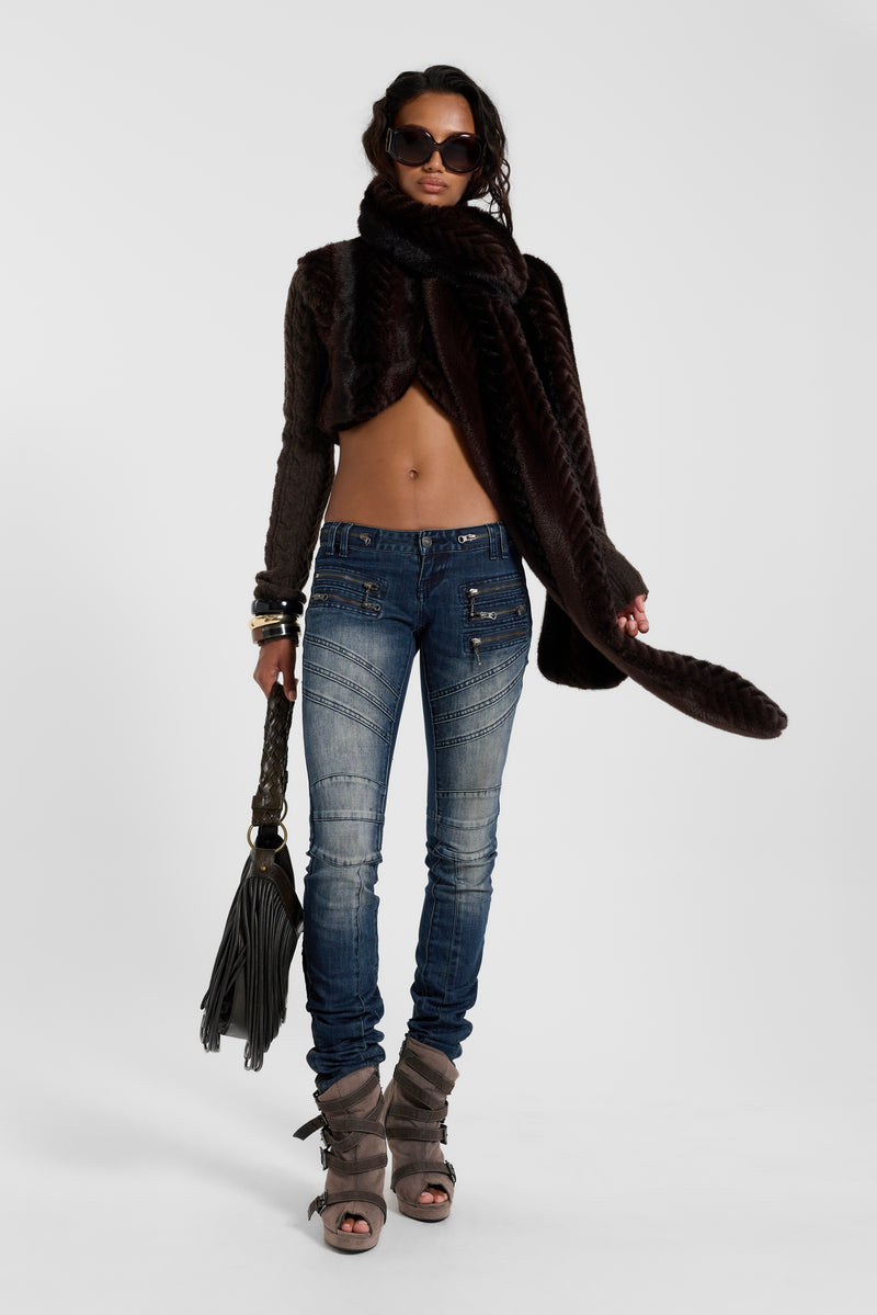 Kasea 2-in-1 Faux Fur Knit Shrug