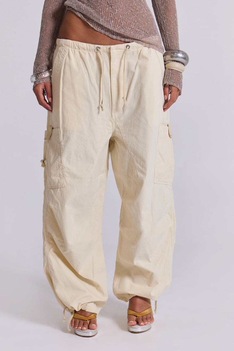Shop Ecru Parachute Cargo Pants | Jaded London | Clothing