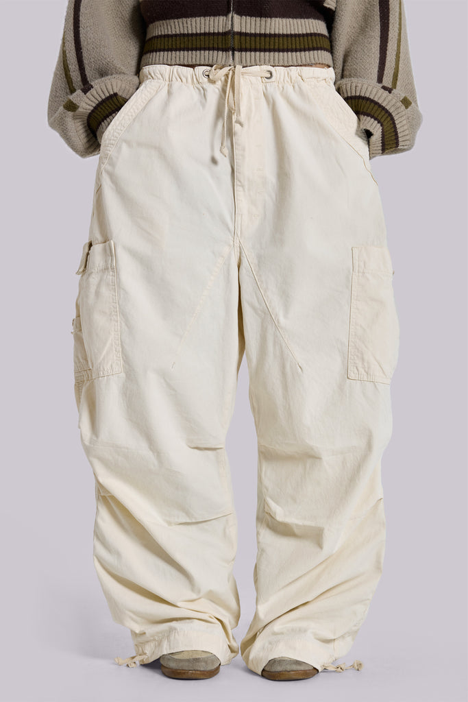 Ecru Parachute Cargo Pants