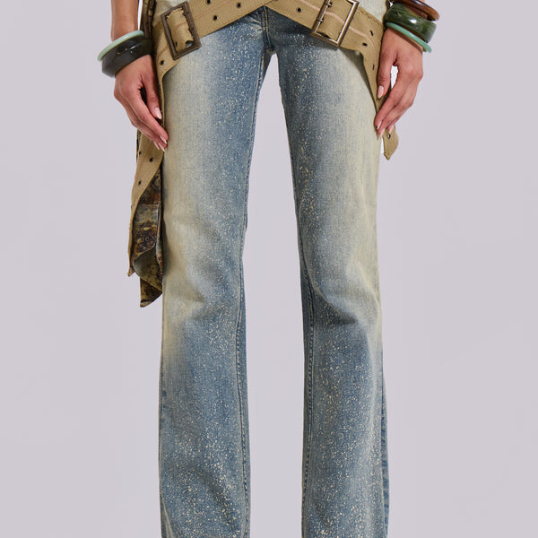 Jaded London デニム　30 Jaded London SS25 Coated Zip Skinny Jeans / Black - Nubian