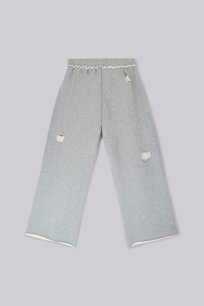 Distressed Grey Marl Baggy Monster Joggers