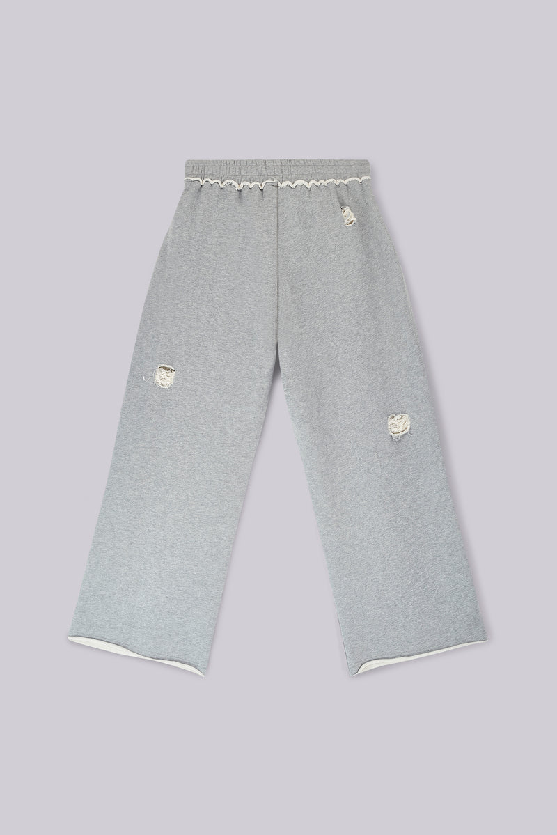 Distressed Grey Marl Baggy Monster Joggers