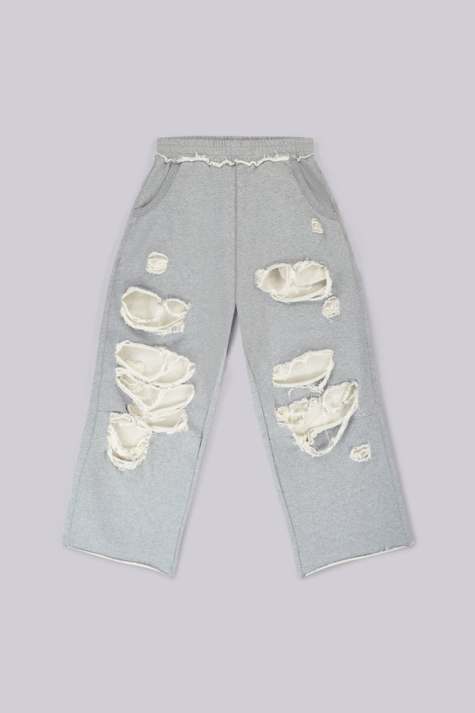 Distressed Grey Marl Baggy Monster Joggers