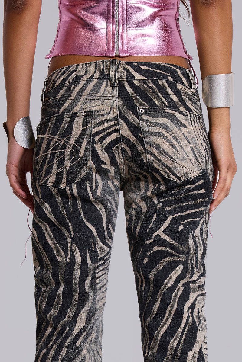 Leona Bootcut Cooper Jeans in Zebra | Jaded London | Clothing