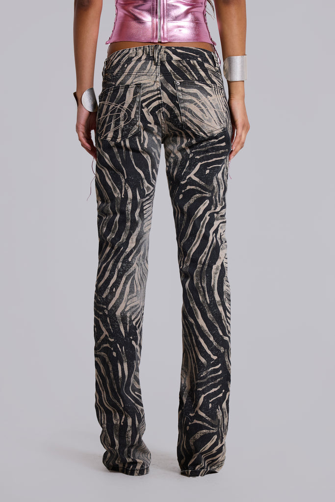 Leona Bootcut Cooper Jeans in Zebra | Jaded London | Clothing